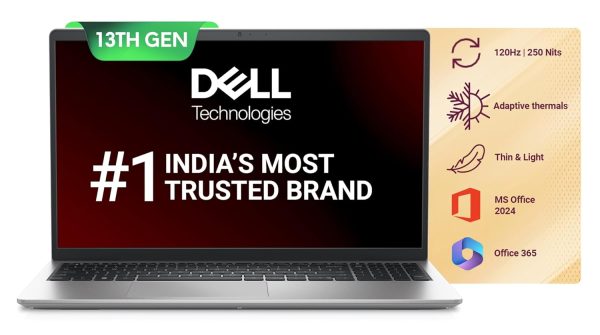 Dell Inspiron 3530 Laptop, 13th Gen Intel Core i5-1334U Processor, 16GB, 512GB SSD, 15.6"(39.62cm) FHD 120Hz 250 nits, Backlit KB, Windows 11 + MSO'24 & 15 Month McAfee, Silver, Thin & Light- 1.62kg