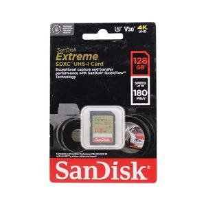 SanDisk Extreme SD UHS I 128GB Card for 4K Video for DSLR and Mirrorless Cameras 180MB/s Read & 90MB/s Write