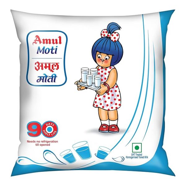 Amul Moti Homogenized Toned Milk, 450 Ml Pouch,Liquid - Image 2
